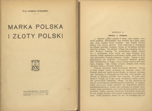 Roman Rybarski, <i>Marka polska i złoty polski</i>, 1922. Ze zbiorów Biblioteki Narodowej