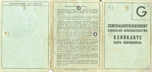 Kenkarta z literą „G” należąca do Józefa Cukra (fot. ze zbiorów IPN)
