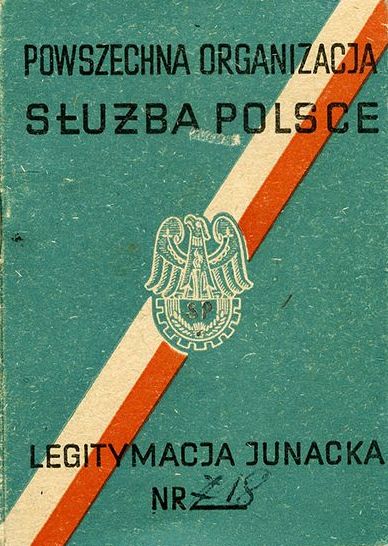 Okładka legitymacji członkowskiej Powszechnej Organizacji Służba Polsce