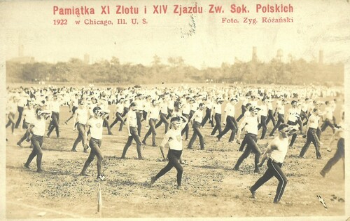 Pamiątka z XI Zlotu i XIV Zjazdu Związku Sokołów Polskich w Ameryce w Chicago w stanie Illinois, 1922 r. (fot. z zasobu AIPN)