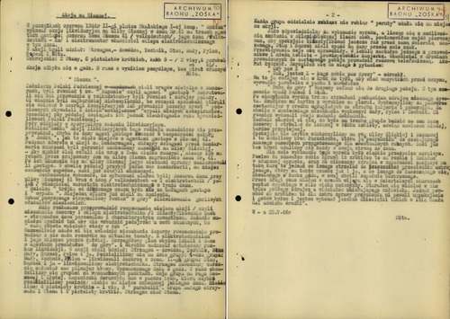 Materiały Archiwum baonu „Zośka” – relacja z „akcji na Siennej”. Depozyt Jana Rodowicza (z zasobu AIPN)