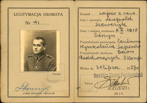 Legitymacja osobista sapera Leopolda Szewczyka