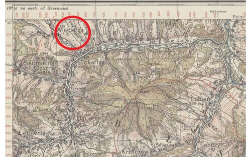 Mapa okolicy Tokarnii i -Wiecierzy (Archiwum Państwowe w Poznaniu)