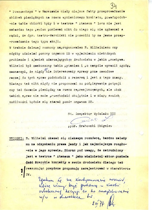 Notatka służbowa ze spotkania z kandydatem z 1 marca 1977 roku