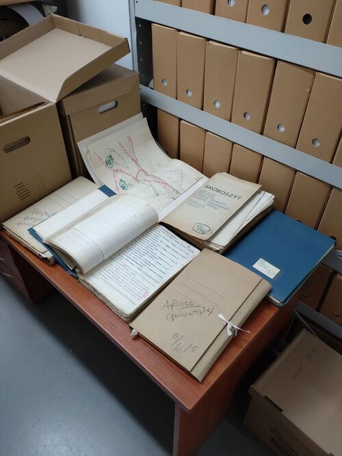 Zbiory płk. Stanisława Dąbrowy-Kostki w magazynach Oddziałowego Archiwum IPN w Krakowie. Fot. Rafał Dyrcz (IPN)