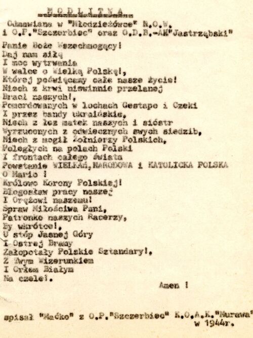 Modlitwa żołnierzy NOW-AK. Życiorys (relacja) Karola Jakubowskiego ps. „Maćko”, strona 3 (fragment). Archiwum płk. Dąbrowy-Kostki. Zbiory IPN