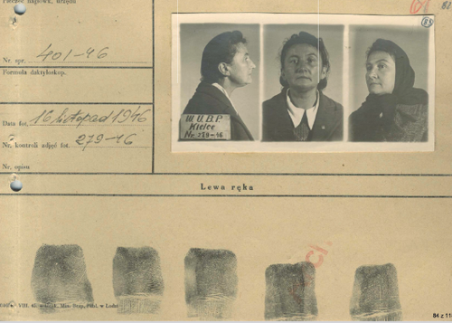 Fotografia i odciski palców, 1946 r. (zbiory Archiwum IPN w Kielcach)