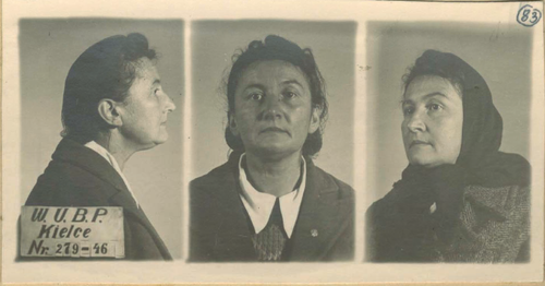 Eugenia Prauss, fotografia z zatrzymania w 1946 r. (zbiory Archiwum IPN w Kielcach)