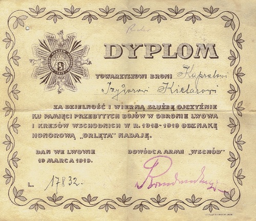 Dyplom Odznaka Honorowa „Orlęta” (z zasobu IPN w Rzeszowie)