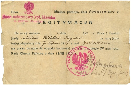 Legitymacja Baon Szturmowy (z zasobu IPN w Rzeszowie)