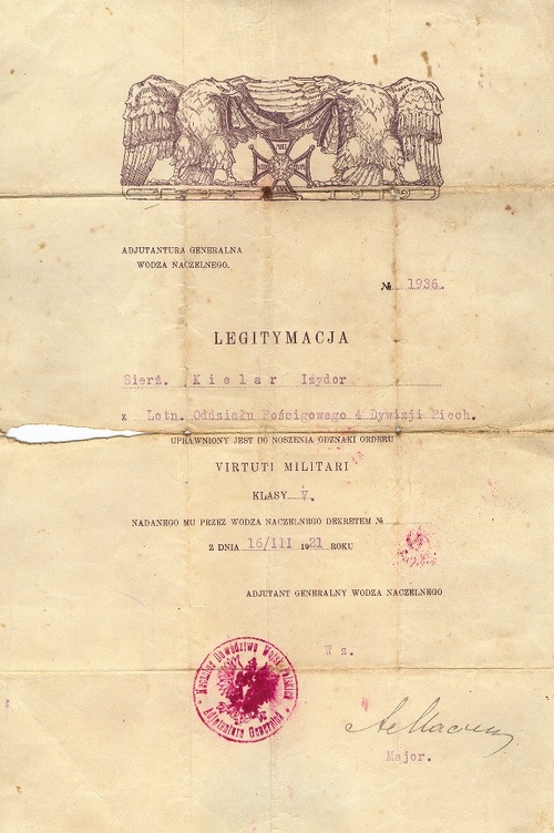 Legitymacja nr 1936 „Virtuti Militari” klasy V (z zasobu IPN w Rzeszowie)