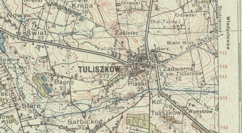 Tuliszków i okolice na mapie Wojskowego Instytutu Geograficznego, 1935 (ze zbiorów Biblioteki Narodowej)