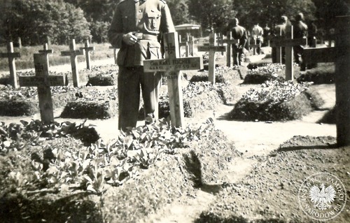 Niemieckie groby wojenne z lat 1941-1942 na cmentarzu żołnierzy z okresu I wojny światowej w Białymstoku, wiosna lub lato 1942 r. (fot. z zasobu AIPN)