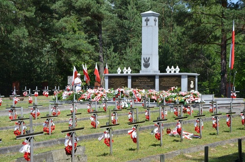 Pomnik pamięci żołnierzy AK i BCh poległych w bitwie pod Osuchami, 26 czerwca 2016 r. Fot. Marcin Krzysztofik (IPN)