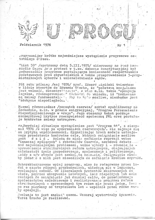 „U progu” – pismo Nurtu Niepodległościowego