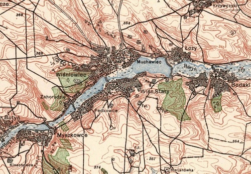 Wiśniowiec na mapie WiG z 1925 r.