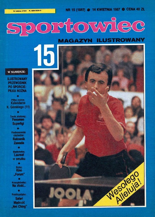 Andrzej Grubba na okładce tygodnika „Sportowiec” Nr 15(1882) z 14 kwietnia 1987 r. (archiwum autora)