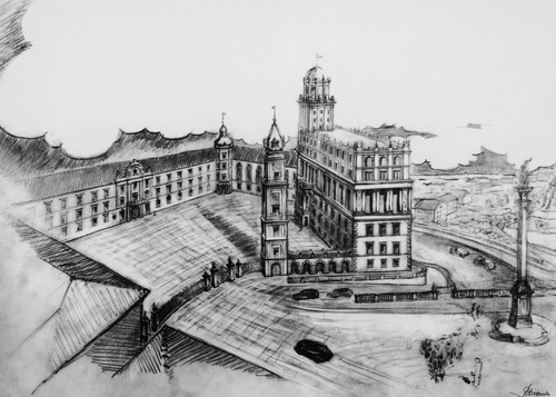 Romuald Dziewulski, projekt Zamku Królewskiego, 1951 r. (fot. Paweł Kobek, Zamek Królewski w Warszawie – Muzeum)