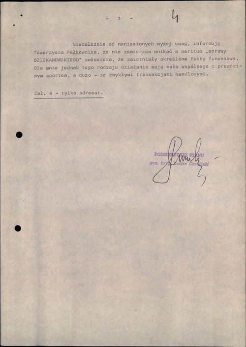 Opinia Lucjana Czubińskiego, wiceministra spraw wewnętrznych, w sprawie DZIEKANOWSKIEGO. Warszawa, 27 września 1983 roku