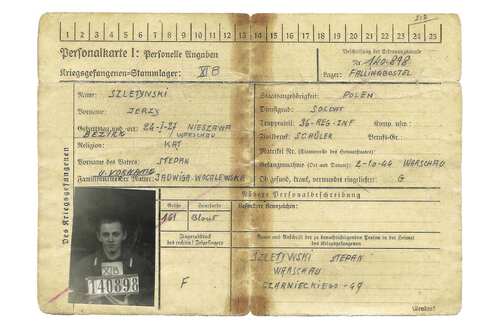 Karta personalna Jerzego Szletyńskiego z niewoli niemieckiej