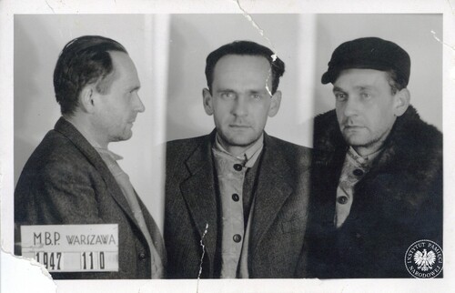 Wykonane przez komunistyczne służby terroru (Ministerstwo Bezpieczeństwa Publicznego) zdjęcie sygnalityczne Stanisława Kasznicy (fot. z zasobu AIPN)