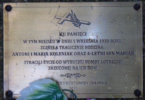 Tabliczka z pamiątkowego obelisku w miejscu gospodarstwa Koleniaków (fot. Tomasz Bereza, IPN)