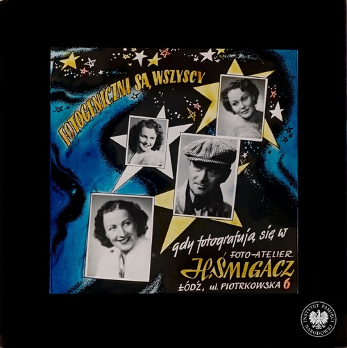 Slajd reklamowy Foto atelier Henryka Śmigacza w Łodzi przy ul. Piotrkowskiej 6