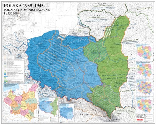 Mapa ścienna „Polska 1939-1945 – podziały administracyjne” (IPN 2013)