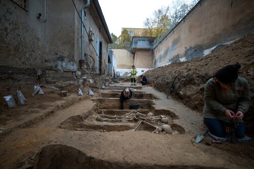 Ziemia oddaje szczątki... Z prac poszukiwawczo-ekshumacyjnych na terenie byłego więzienia przy ul. Rakowieckiej w Warszawie. (fot. Marta Smolańska/Biuro Poszukiwań i Identyfikacji IPN)