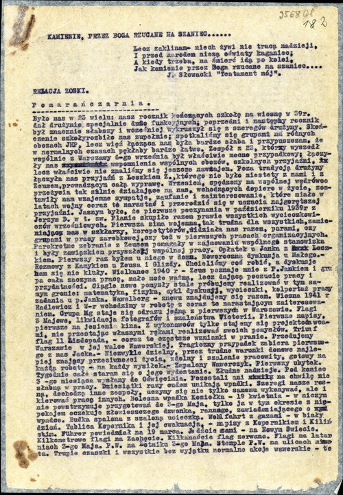 Fragment wspomnień Tadeusza Zawadzkiego