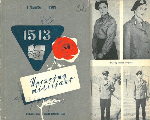 Okładka i strona z wnętrza książki Ireny Gumowskiej i Jana Kapicy pt. „Uprzejmy milicjant”, Warszawa 1964 (z zasobu AIPN)