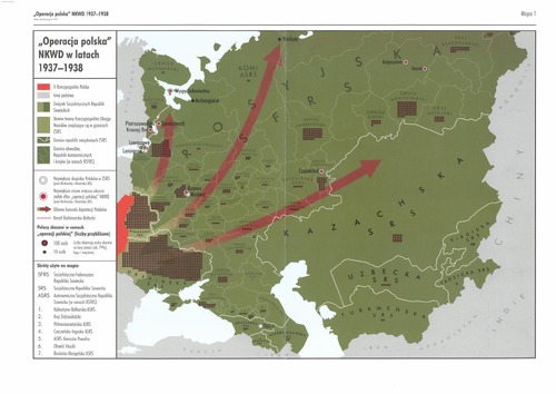Mapa z Teki edukacyjna IPN „Operacja polska” NKWD 1937‒1938. Losy Polaków w Rosji bolszewickiej i w ZSRS do 1939 roku, Warszawa 2017