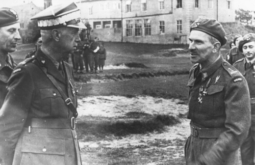 Pułkownik Sosabowski w rozmowie z Naczelnym Wodzem gen. Kazimierzem Sosnkowskim, wrzesień 1943 roku