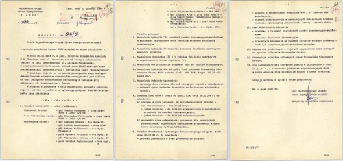 Decyzja Szefa Wojewódzkiego Urzędu Spraw Wewnętrznych w Łodzi w sprawie powołania Sztabu WUSW w Łodzi na dzień 16 grudnia 1984 г. (z zasobu AIPN)