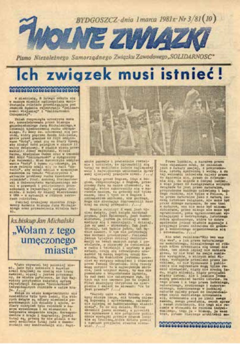 Okładka regionalnego pisma NSZZ „Solidarność” w Bydgoszczy, luty 1981 r. (Fot. AIPN)