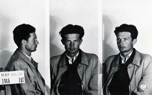 Zdjęcie sygnalityczne Stanisława Alenowicza ps. „Zakrzewski”, wykonane w MBP w Warszawie w 1946 r. (fot. z zasobu AIPN)