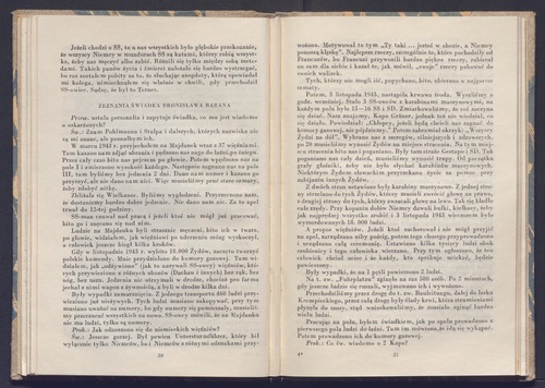 Relacja z przebiegu rozprawy sześciu członków załogi KL Lublin przed Specjalnym Sądem Karnym w Lublinie. Fragment przesłuchania świadka Bronisława Barana, więźnia Majdanka. Ze zbiorów Biblioteki Narodowej (Polona.pl)