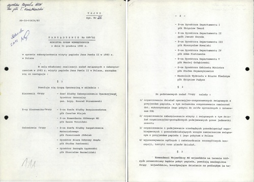 Zarządzenie 099/82 z 31 XII 1982 r. (fot. z zasobu AIPN)