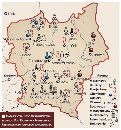 Mapa Centralnego Okręgu Przemysłowego