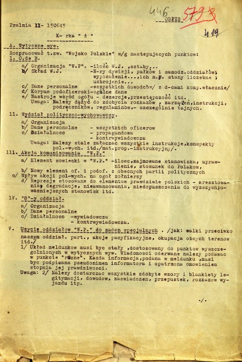 Meldunek wywiadowczy komórki „Przystań” (z zasobu IPN)