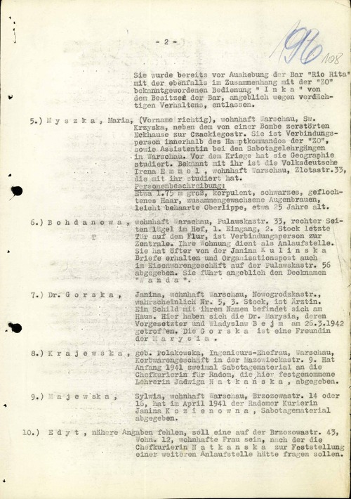 Dokumenty ze śledztw prowadzonych przez okupacyjne niemieckie tajne służby policyjne przeciwko „Związkowi Odwetu”, 1942 r. Materiały pochodzą z zespołu: „Der Kommandeur der Sicherheitspolizei und des SD für den Distrikt Radom” [Komendant Policji Bezpieczeństwa i Służby Bezpieczeństwa dla Dystryktu Radomskiego], przechowywanego w zasobie Archiwum IPN w Warszawie