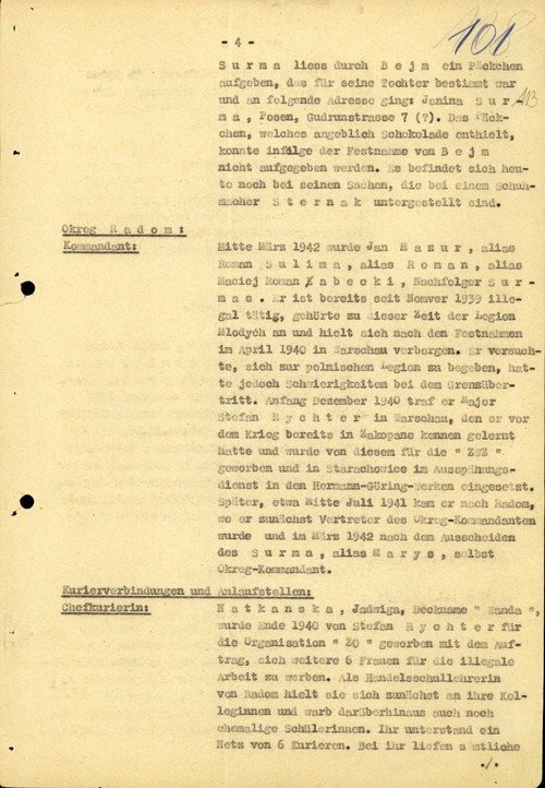 Dokumenty ze śledztw prowadzonych przez okupacyjne niemieckie tajne służby policyjne przeciwko „Związkowi Odwetu”, 1942 r. Materiały pochodzą z zespołu: „Der Kommandeur der Sicherheitspolizei und des SD für den Distrikt Radom” [Komendant Policji Bezpieczeństwa i Służby Bezpieczeństwa dla Dystryktu Radomskiego], przechowywanego w zasobie Archiwum IPN w Warszawie