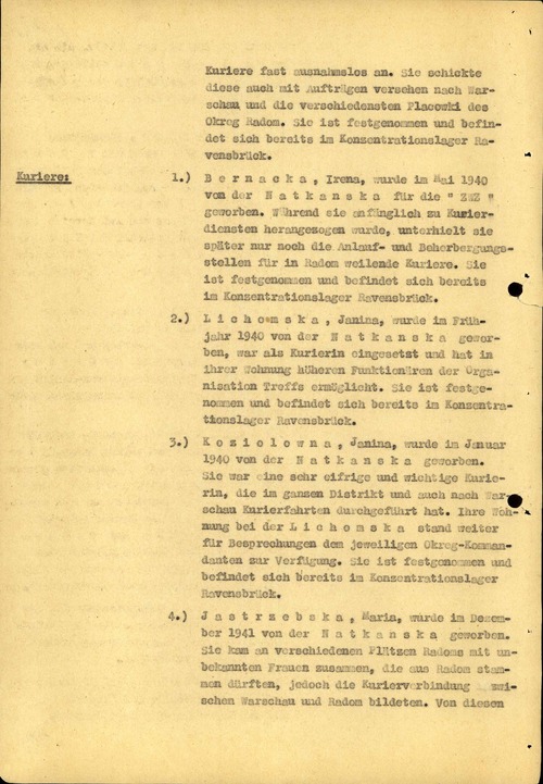 Dokumenty ze śledztw prowadzonych przez okupacyjne niemieckie tajne służby policyjne przeciwko „Związkowi Odwetu”, 1942 r. Materiały pochodzą z zespołu: „Der Kommandeur der Sicherheitspolizei und des SD für den Distrikt Radom” [Komendant Policji Bezpieczeństwa i Służby Bezpieczeństwa dla Dystryktu Radomskiego], przechowywanego w zasobie Archiwum IPN w Warszawie