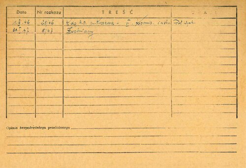 Karta z kartoteki osobowej b. funkcjonariuszy i pracowników resortu spraw wewnętrznych, s. 2 (z zasobu AIPN)