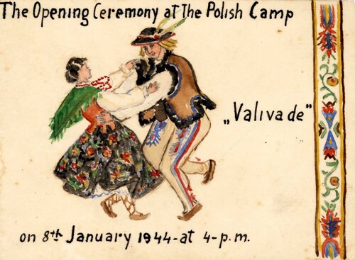 Strona tytułowa zaproszenia na uroczystość otwarcia Osiedla Polskiego w Valivade w dniu 8 stycznia 1944 r., pochodzącego z kolekcji przekazanej do zasobu Archiwum IPN przez Koło Polaków z Indii 1942-1948