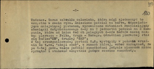 Notatki z akcji (Andrzeja Długiego) dot. akcji w Sieczychach 20/21 sierpnia 1943 r. dowodzonej przez Andrzeja Ramockiego ps. „Morro”. Dokument pochodzący z Depozytu Jerzego Zalewskiego: wspomnienia i relacje byłych członków batalionu „Zośka” (z zasobu IPN)