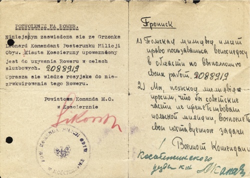 Pozwolenie na rower, dokument z 1945 r. (z zasobu IPN)