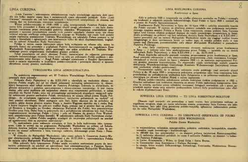 Wnętrze polskiej ulotki wojennej <i>Linia Curzona to linia 3-go rozbioru</i>