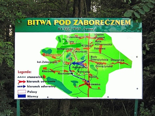 Mapa bitwy pod Zaborecznem (źródło http://roztocze.it.home.pl/roztocze)