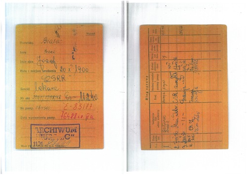 Kopia karty ewidencyjnej Ireny Białej (Białówny) z Biura Kartotek paszportowych MSW (z zasobu AIPN)